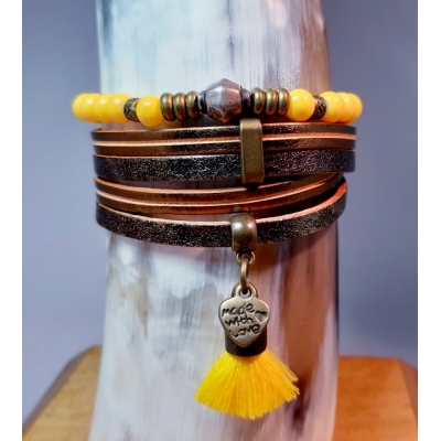 brons leren wikkel set brons leren wikkel set